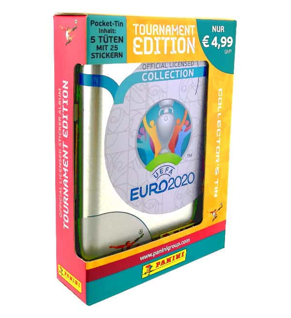 Panini EURO 2020 Tournament Edition Sticker - Tin Box mit 5 Tüten