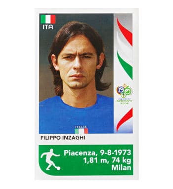 Panini WM 2006 Update Sticker Filippo Inzaghi vorne