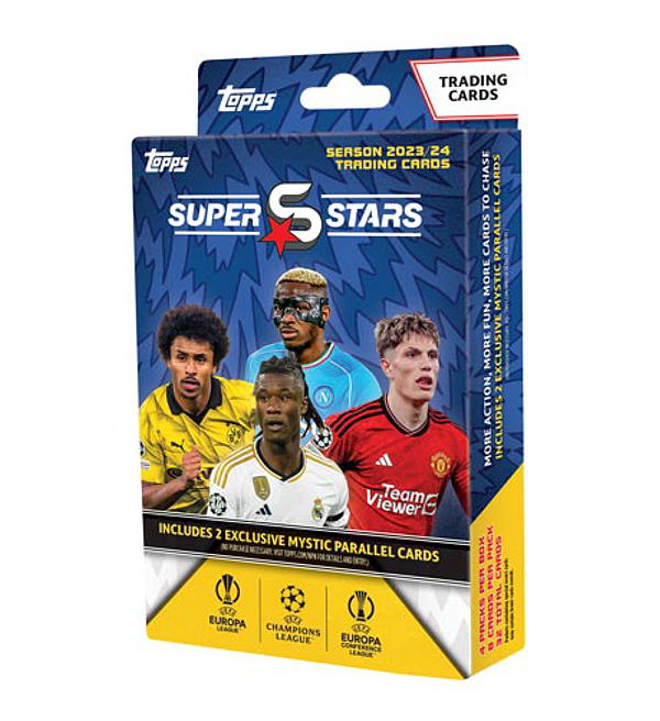 Topps UCL Superstars Season 2023/24 Trading Cards Hanger Box, Stickerpoint